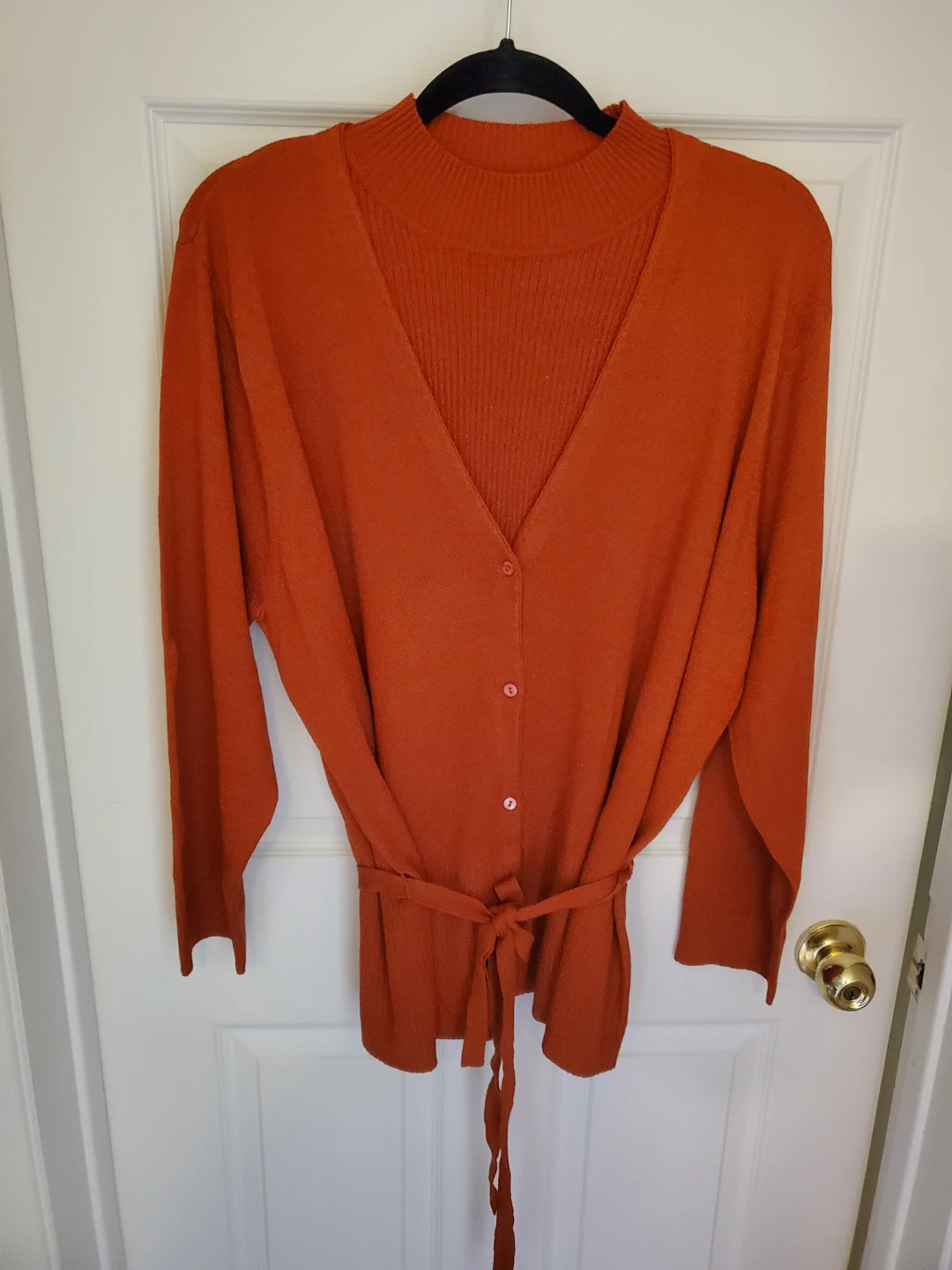 Plus Size 2 PC. Knit Belted Cardigan and Mock Turtleneck