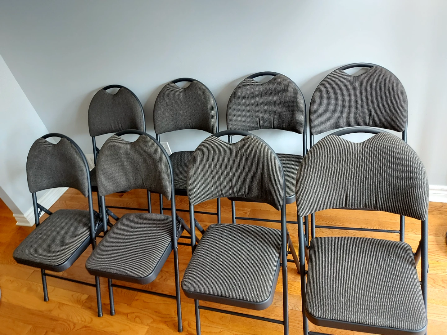 Set of 8 Grey Folding Chairs for sale - photo 2