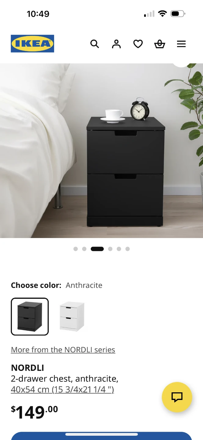 IKEA NORDLI 3-Drawer Chest, Black - photo 2