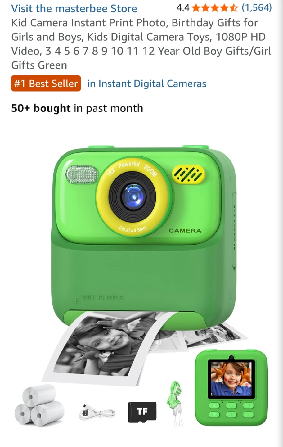 Kids Instant Print Camera - Green