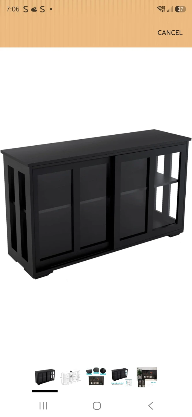 Sliding Door Cabinet with Glass Doors