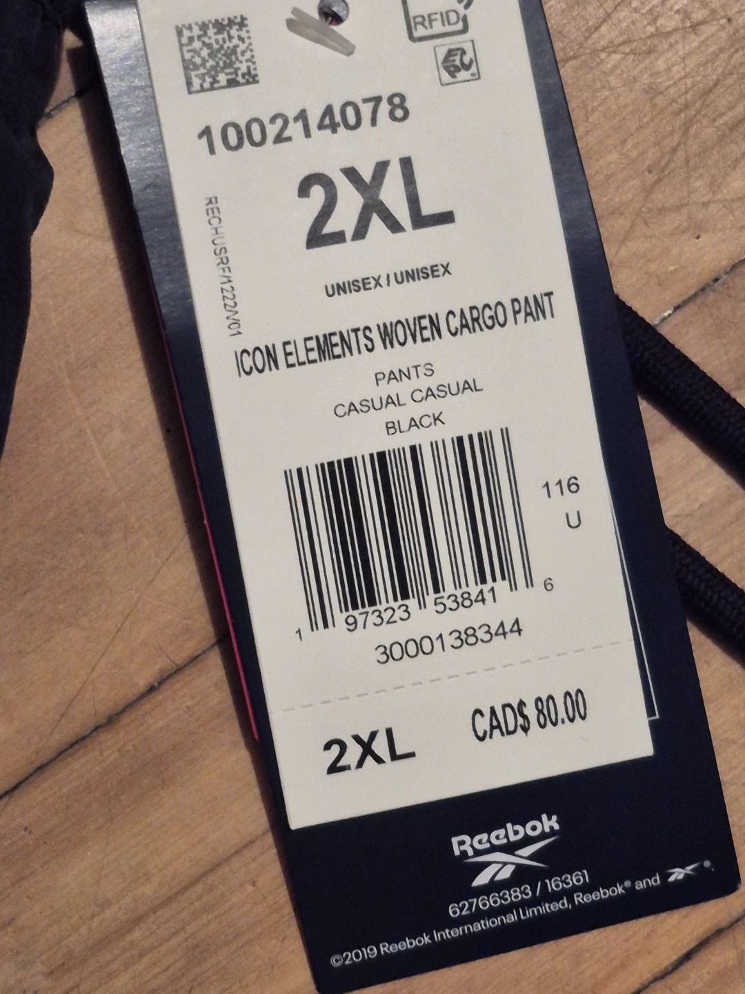 BNWT)Reebok Size 2XL Elements Cargo Pant Black - photo 2