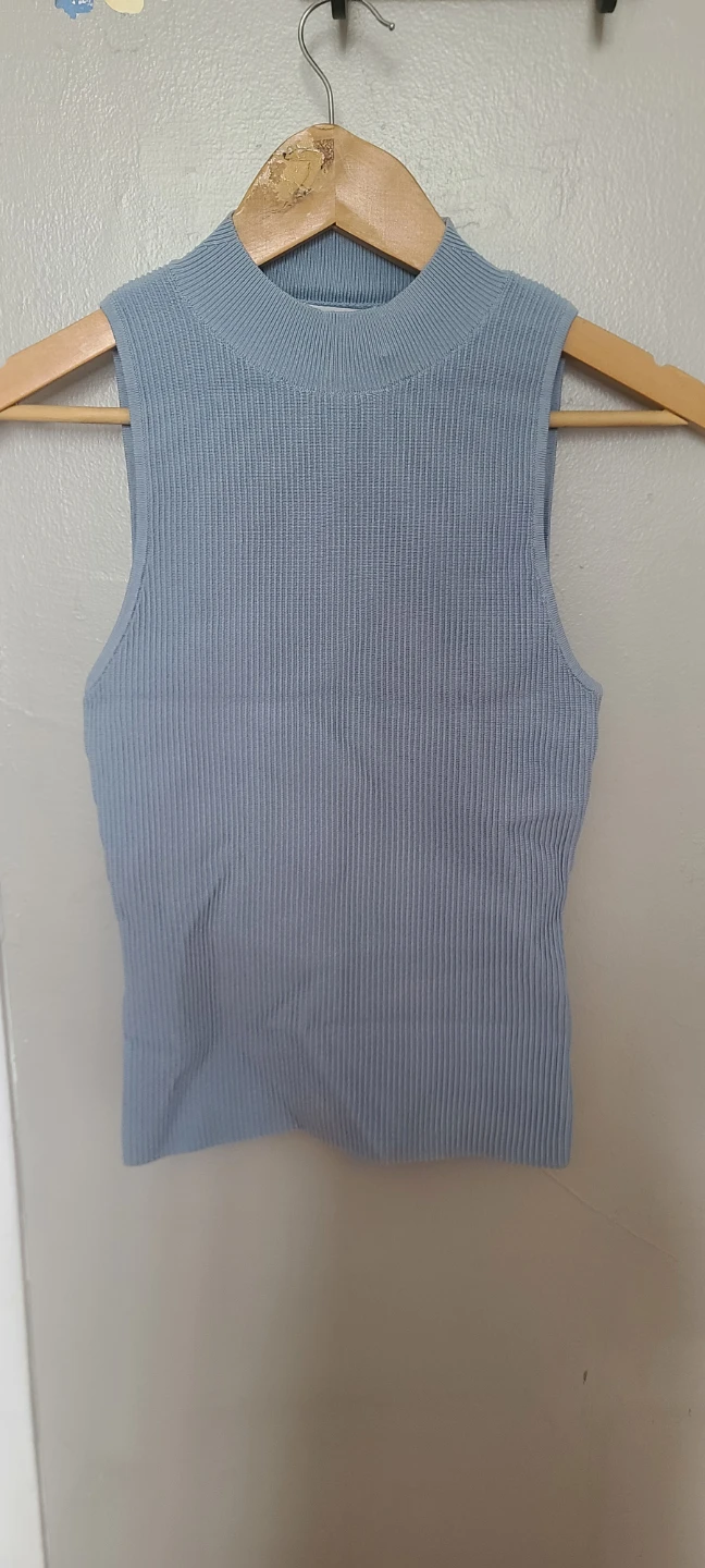 Babaton Sculpt Knit Mockneck Top - Dew Blue - photo 3