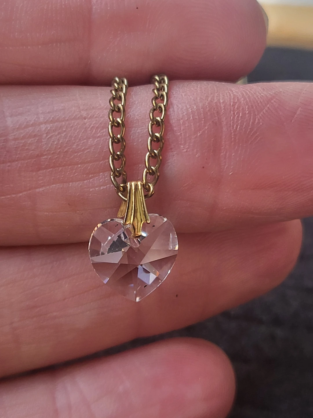 Gold Tone Heart Pendant Necklace