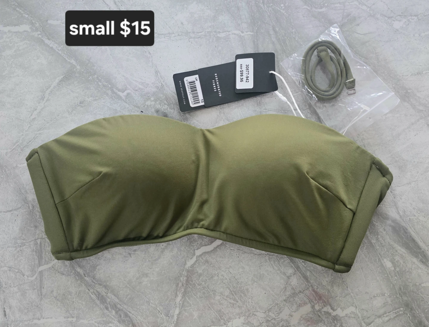 Seafolly Collective Bandeau Bikini Top in Olive