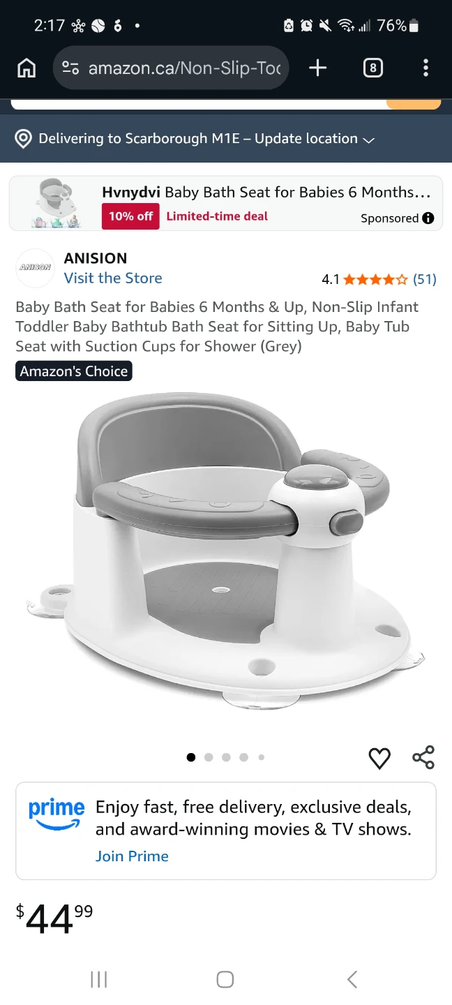 Anision Non-Slip Baby Bath Seat