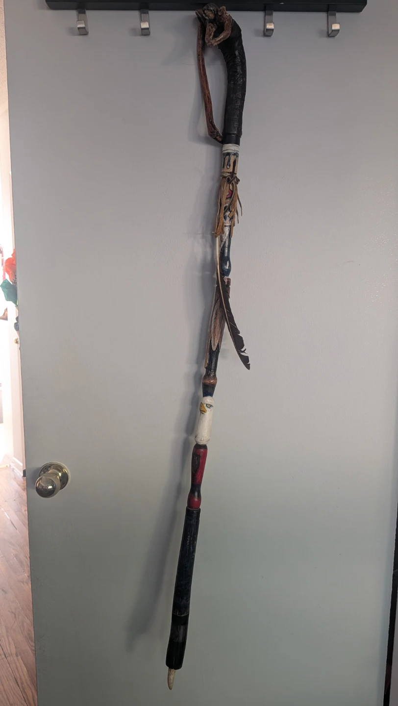 Hand-carved wooden walking stick