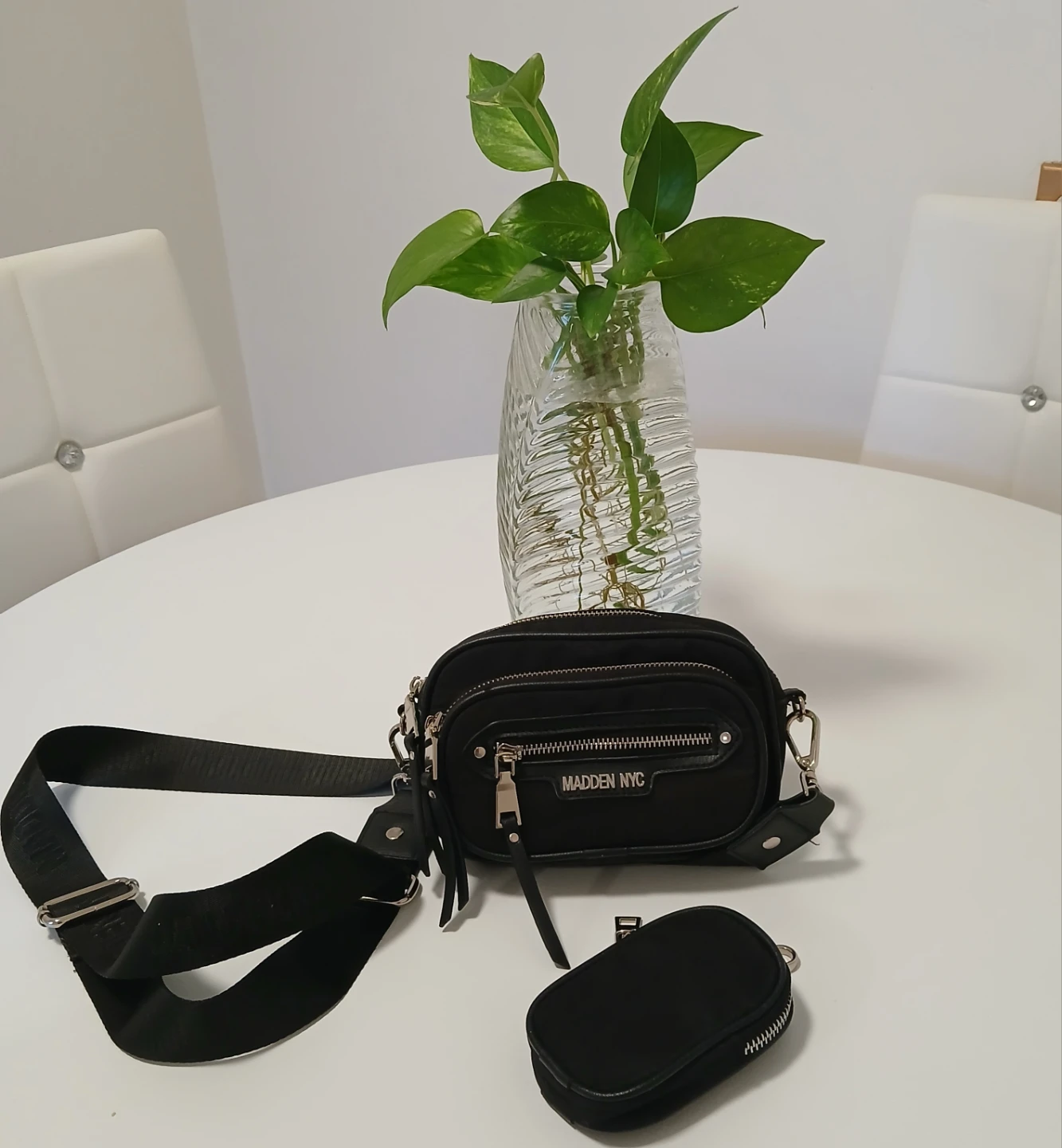 Madden NYC Black Crossbody Bag with Coin Pouch