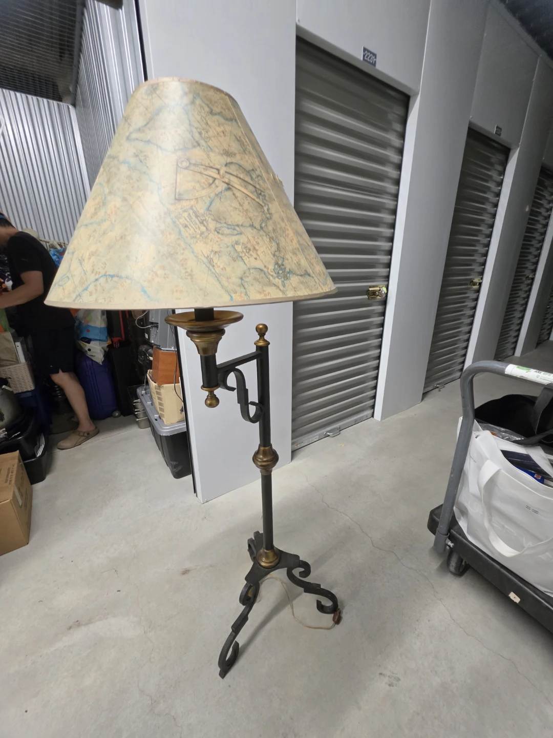 Vintage Floor Lamp with Map Shade