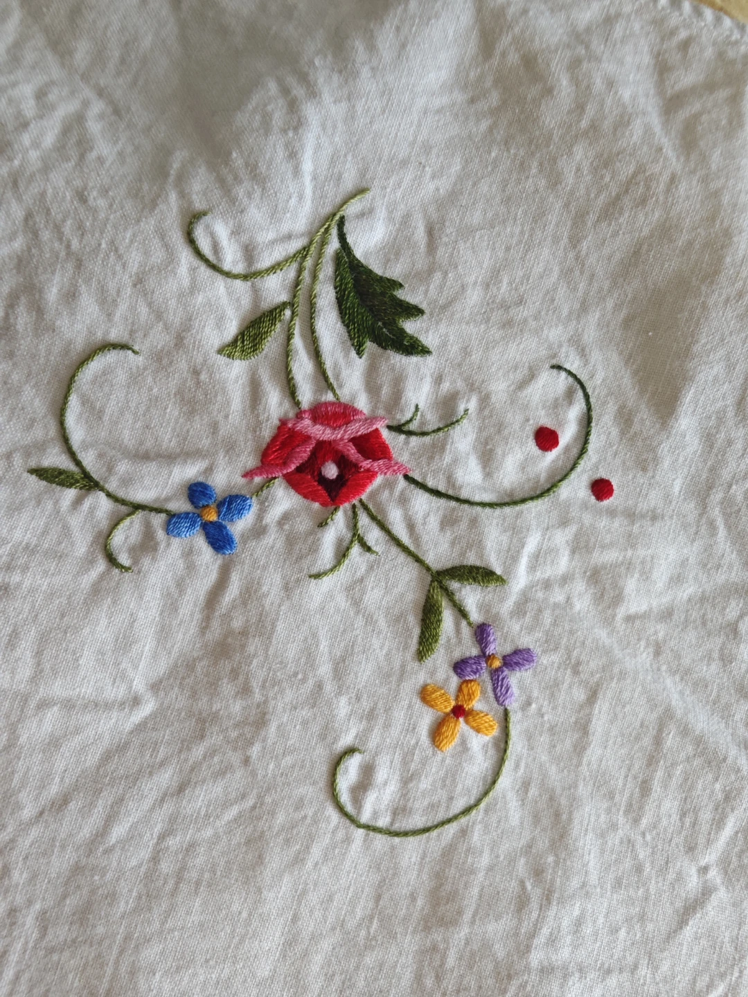 Hand Embroidered Floral Tablecloth - photo 2