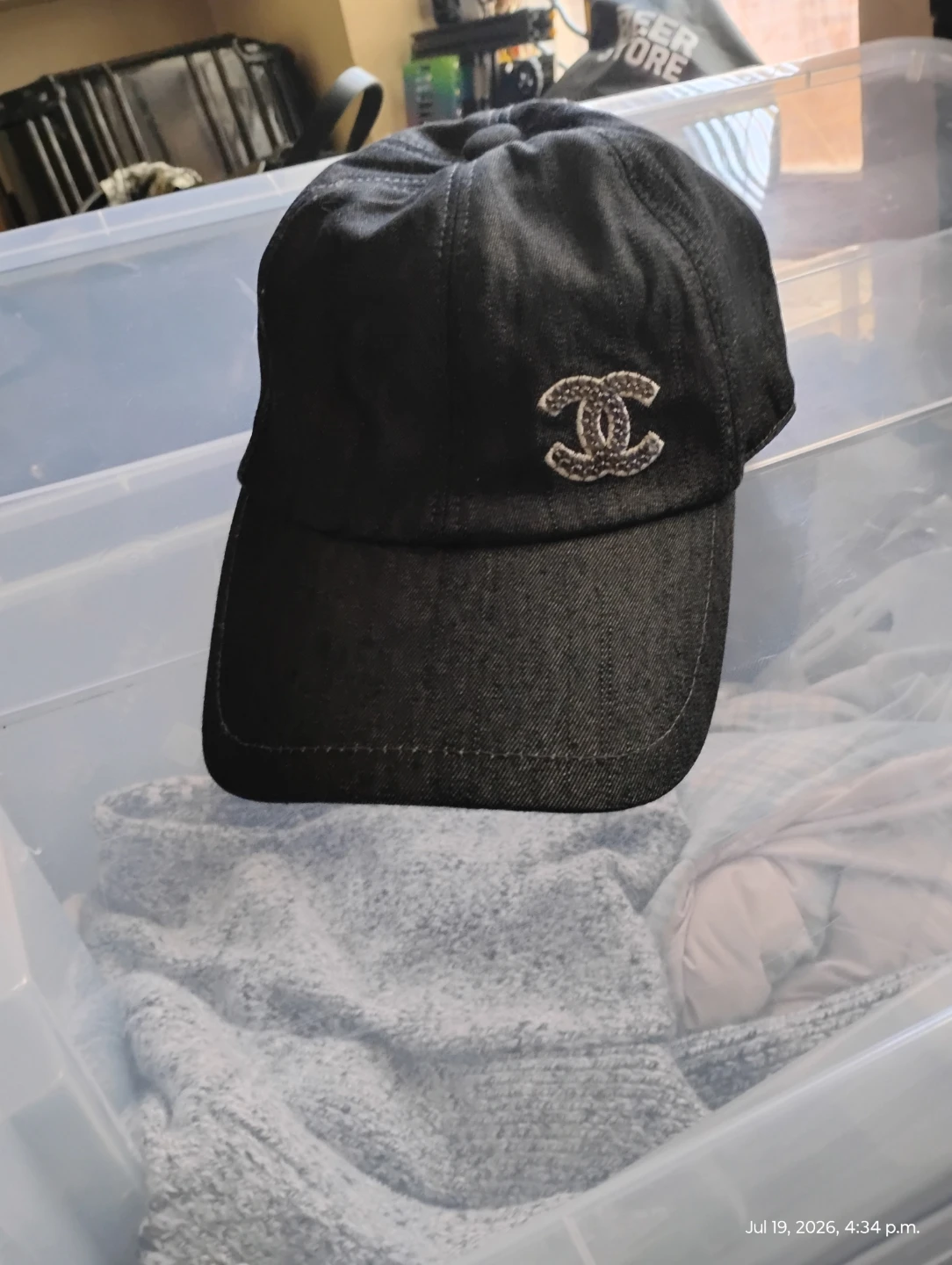 Chanel Black Denim Cap