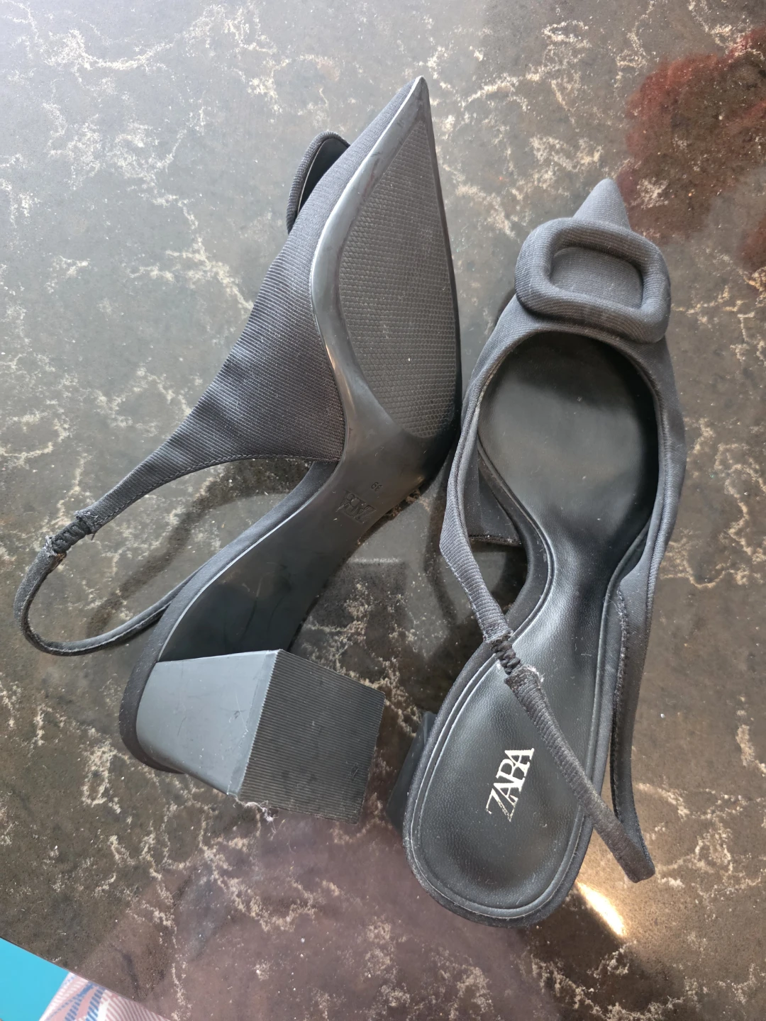 Black ZARA Slingback Heels with Buckle Detail - photo 2