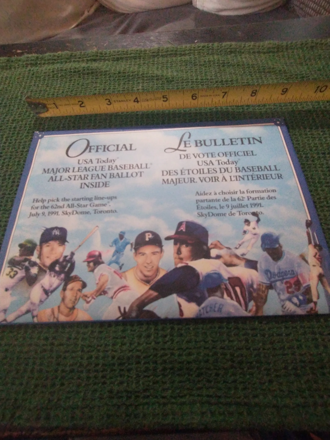 Unopened USA Today 1991 MLB Baseball All-Star Fan Ballot - photo 2