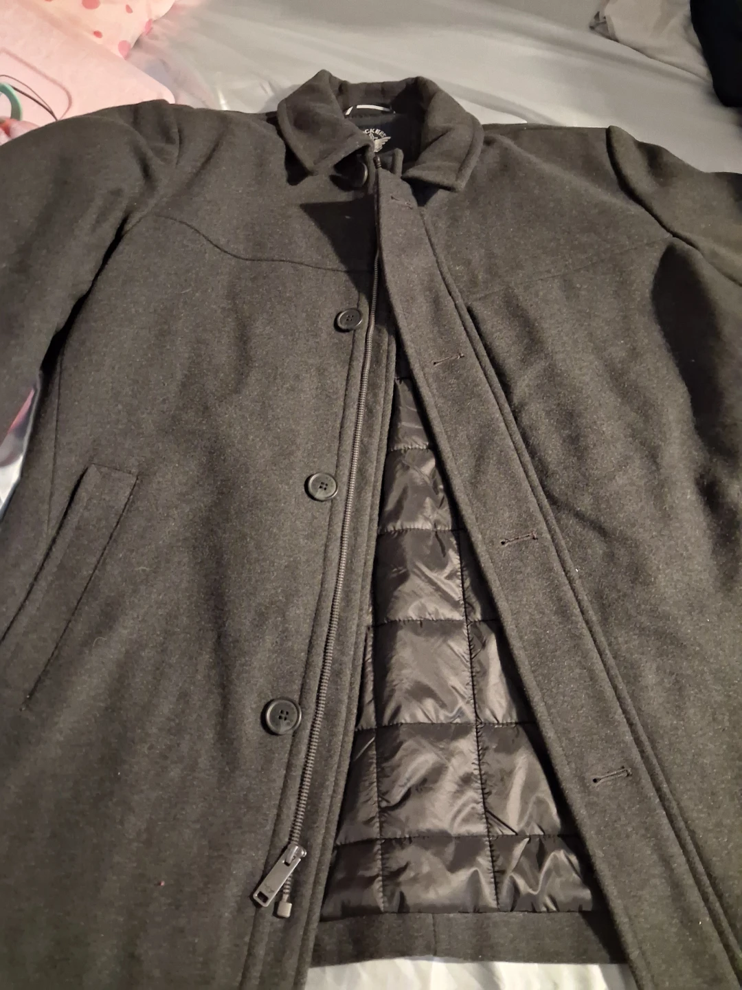 Dockers Men's Charcoal Wool Blend Button Front Jacket