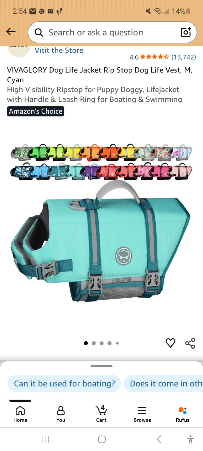 Dog Life Jacket - small Cyan