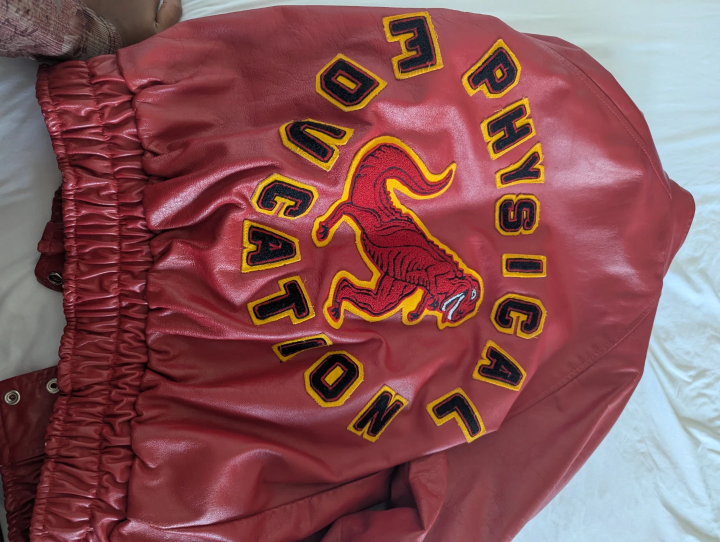 Red Leather Varsity Jacket "Physical Education" - photo 5