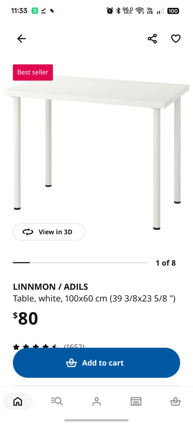 IKEA LINNMON / ADILS Table - White - photo 2