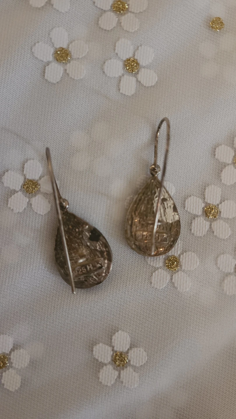 Sterling Silver Teardrop Earrings with Opal Stone - photo 5