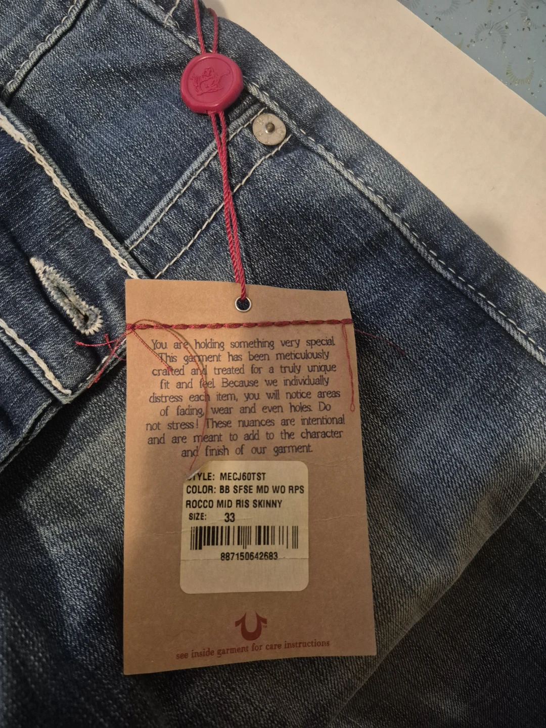 True Religion Rocco Mid Rise Skinny Jeans Size 33 - photo 3