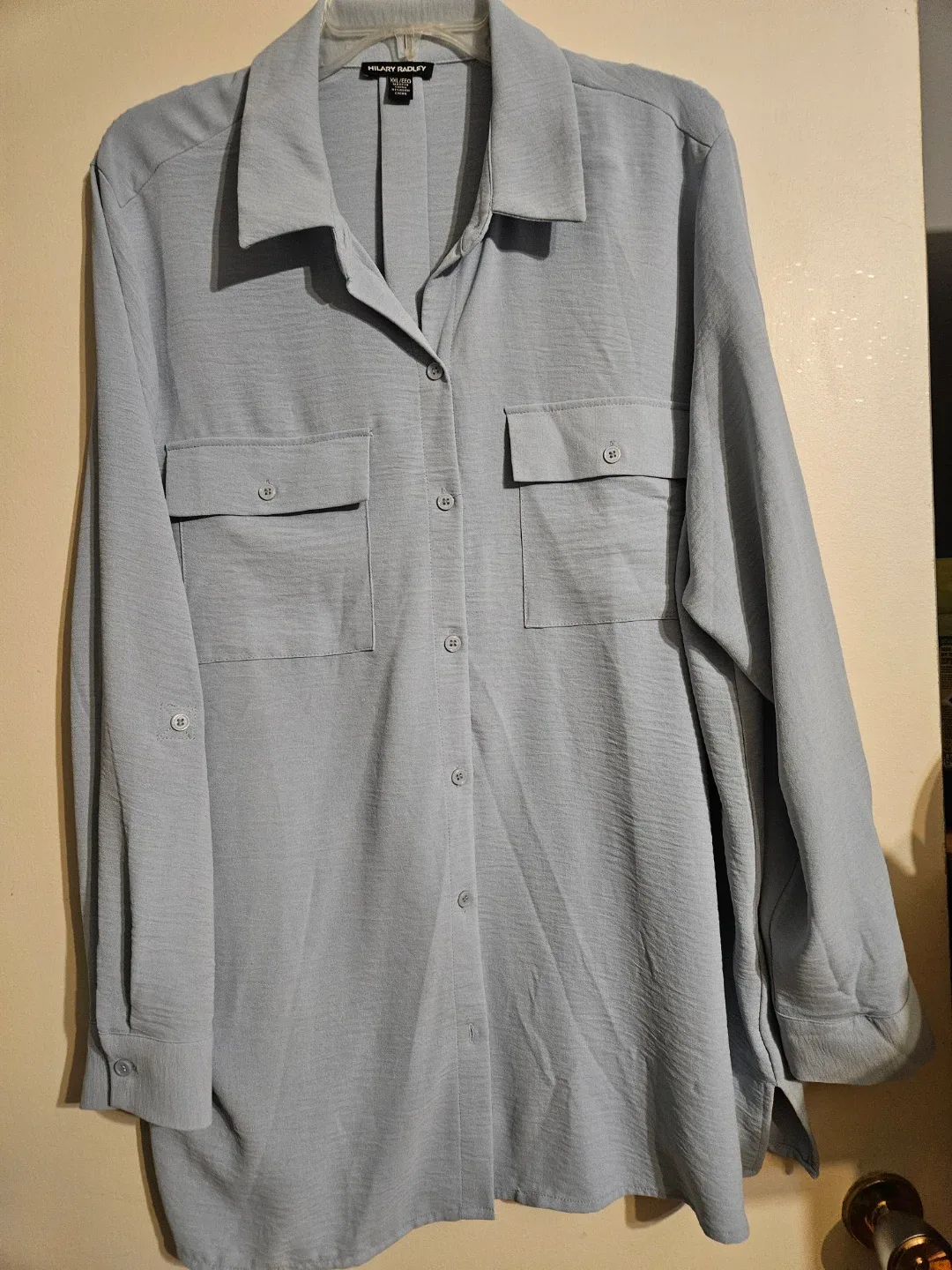 Hilary Radley Blue Long Sleeve Shirt Size L