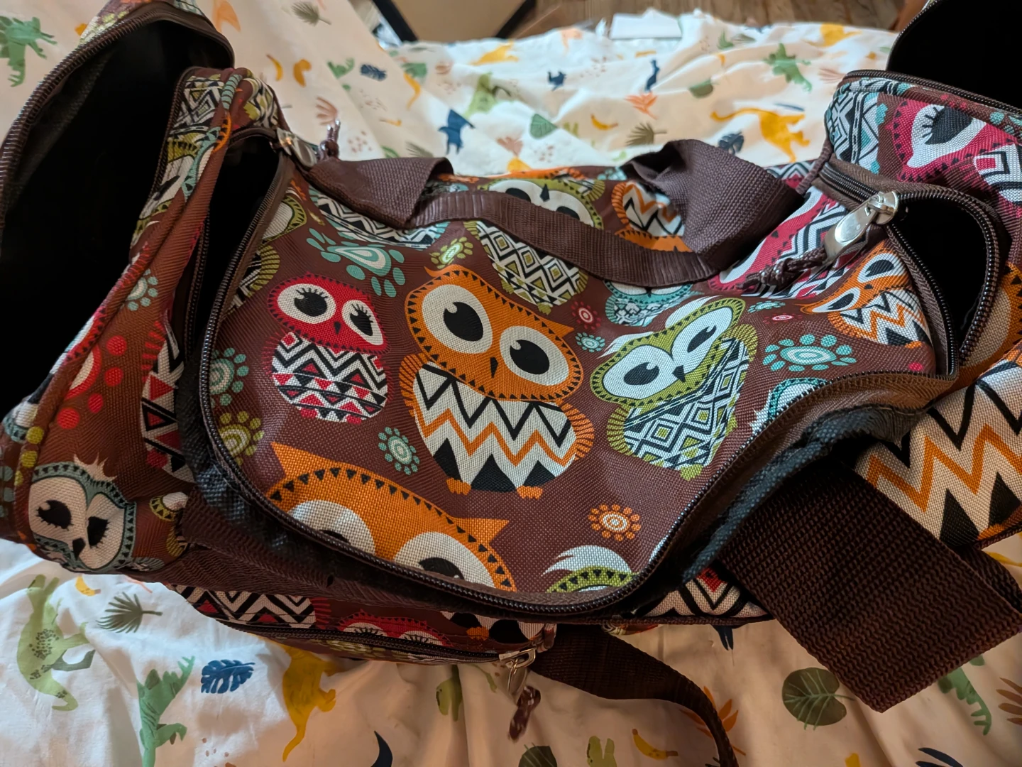 Brown Owl Print Duffel Bag - photo 2