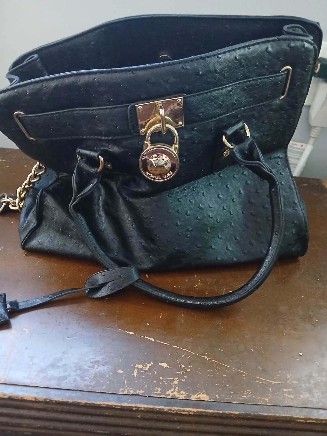 Michael Kors Black Ostrich Embossed Tote Bag