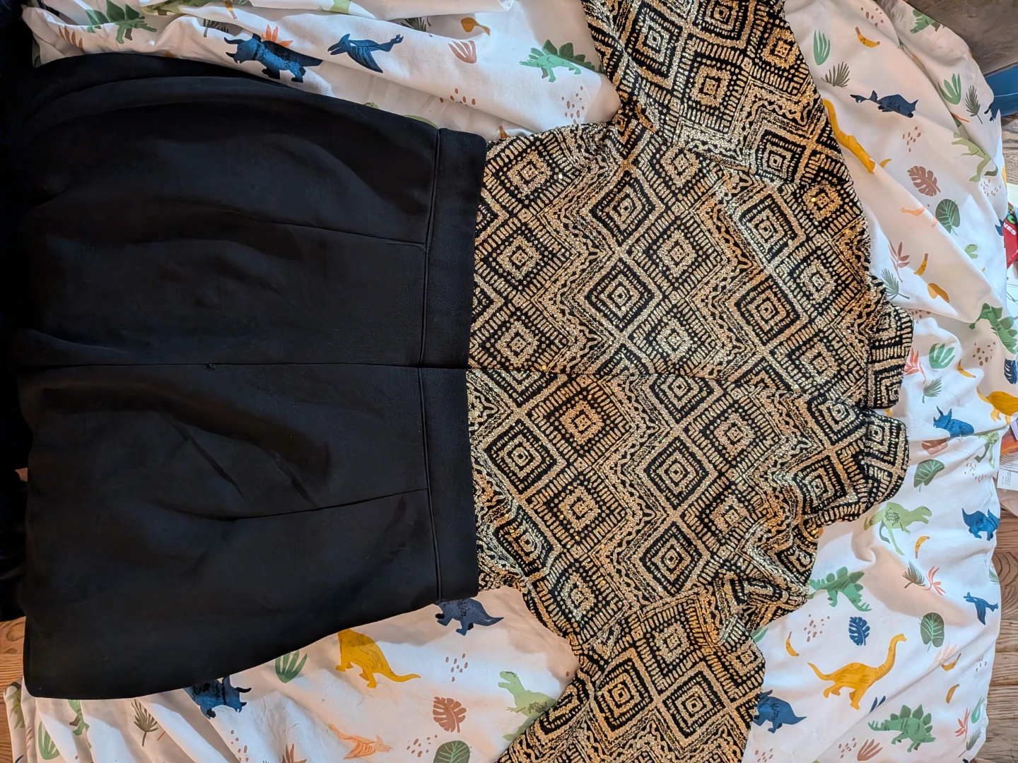 Black Jumpsuit with Gold Pattern Top - photo 4