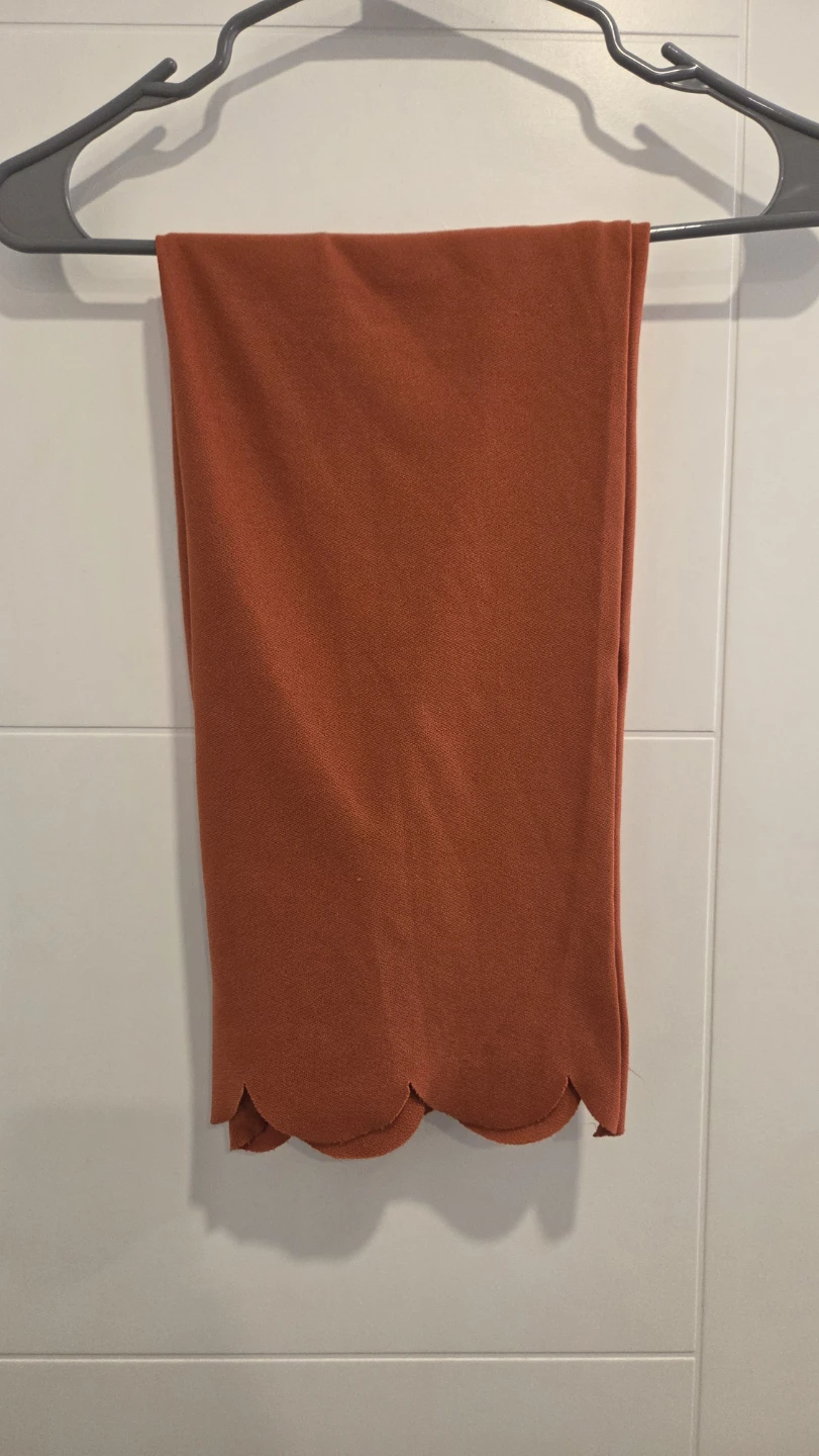 Boohoo Orange Scalloped Hem Midi Skirt