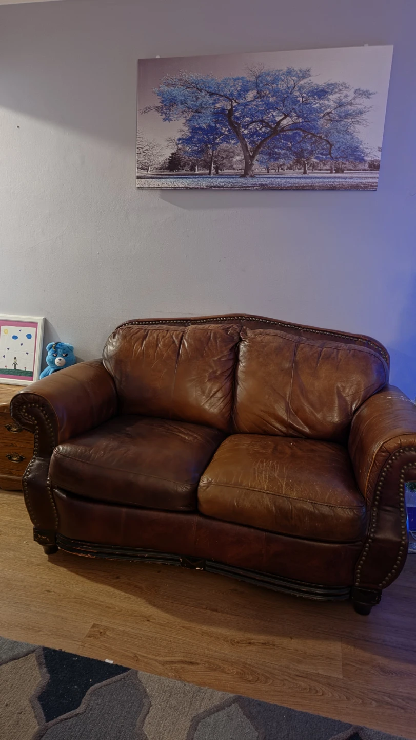 Brown Leather Loveseat - photo 3
