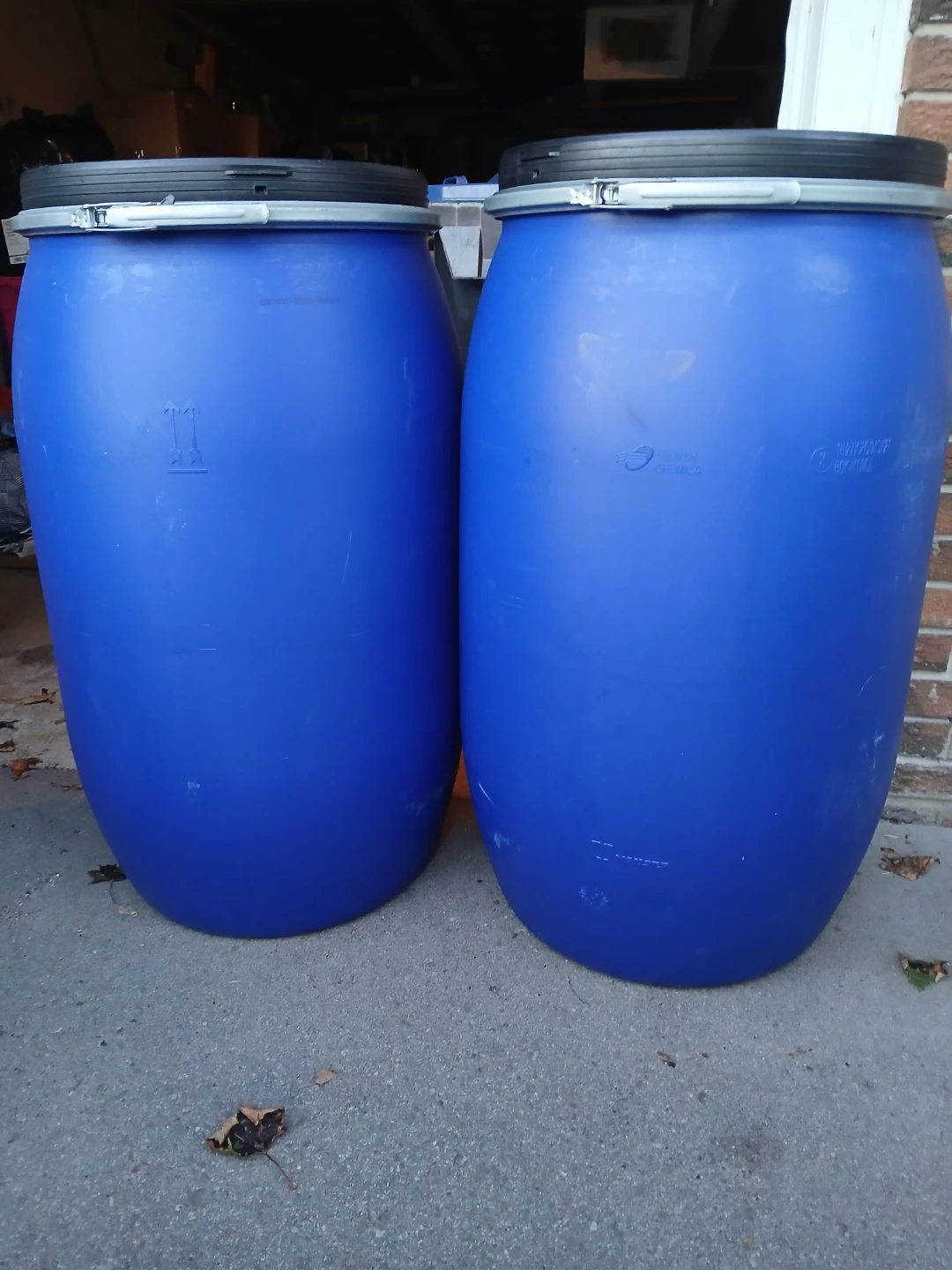 2 Blue Plastic Barrels - photo 2
