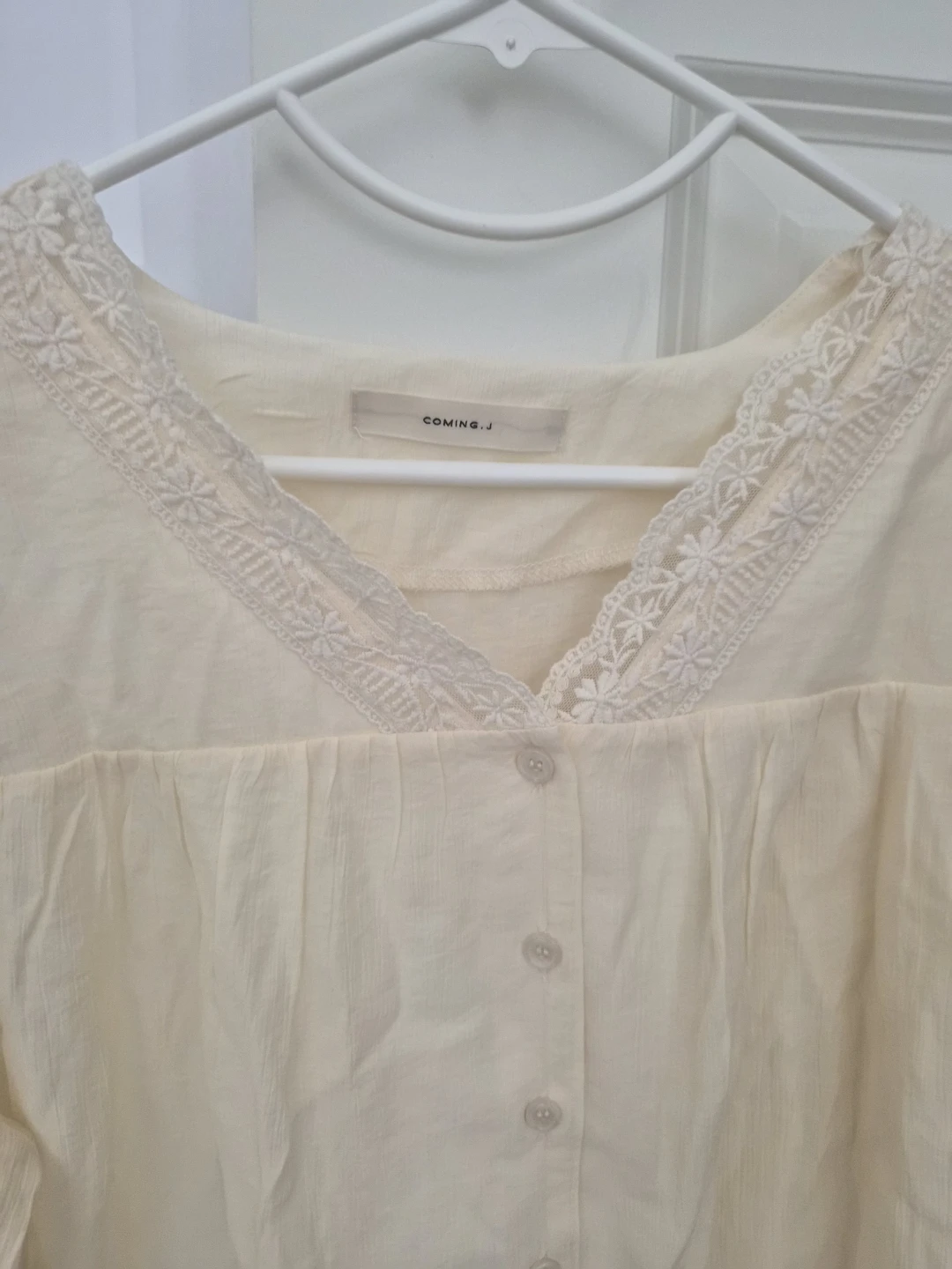 Brand new Cream Lace Trim V-Neck Blouse - photo 2