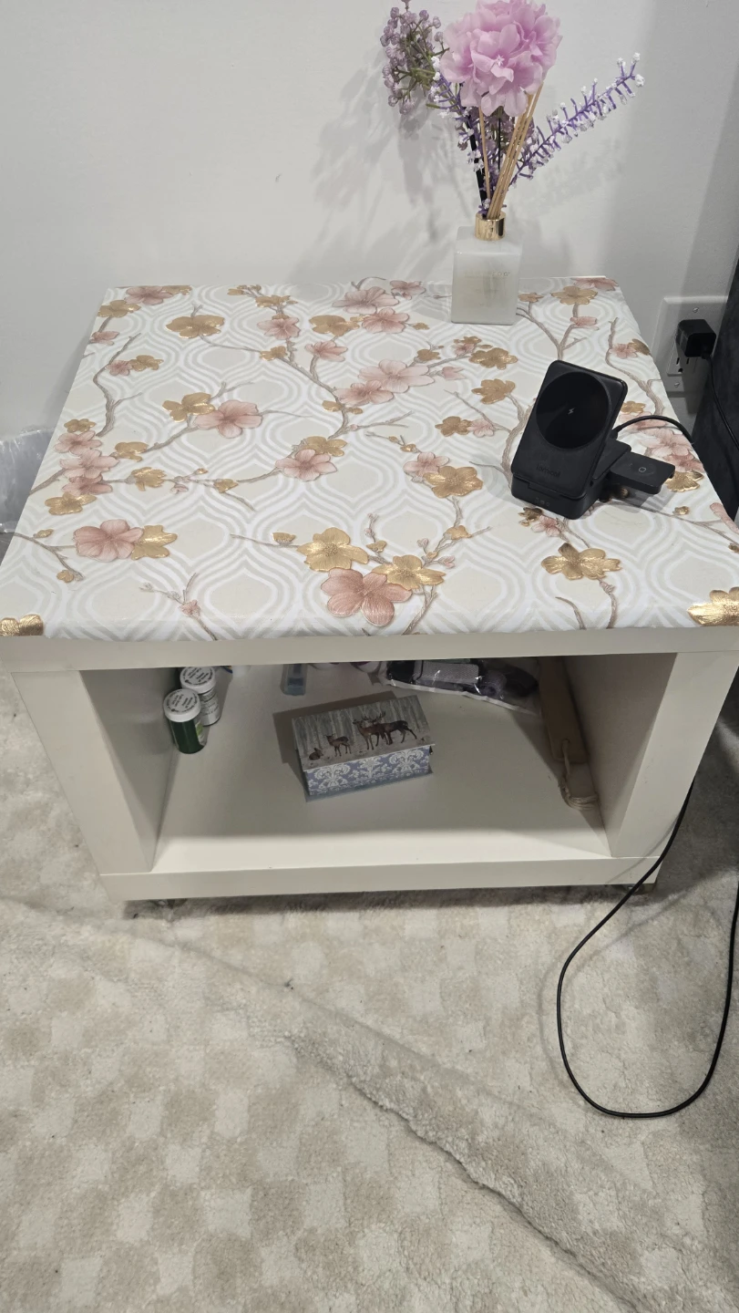 White Coffee Table with Floral Decal