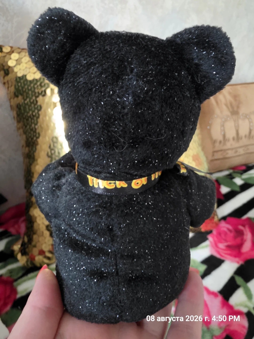 Black Halloween Bear with "Trick or Treat" Bag - photo 3