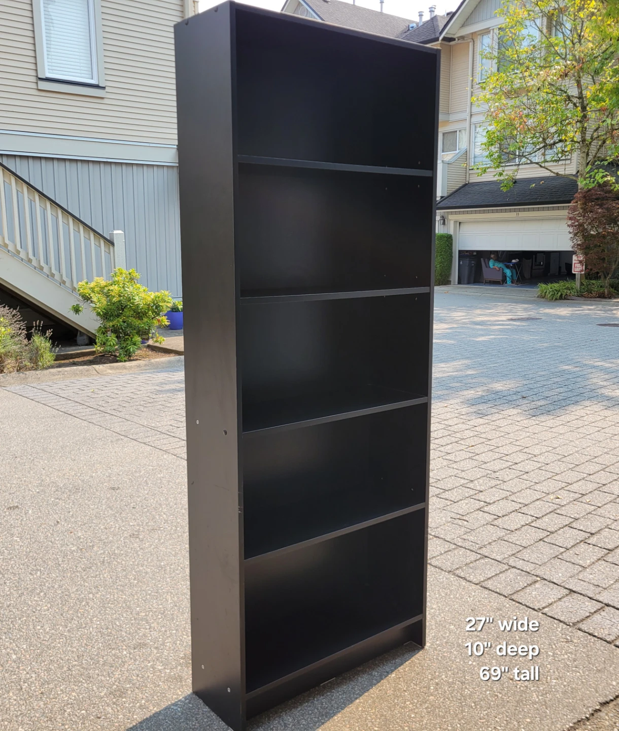 Very Nice Black Bookshelf / Bookcase. - 27" Wide, 69" Tall