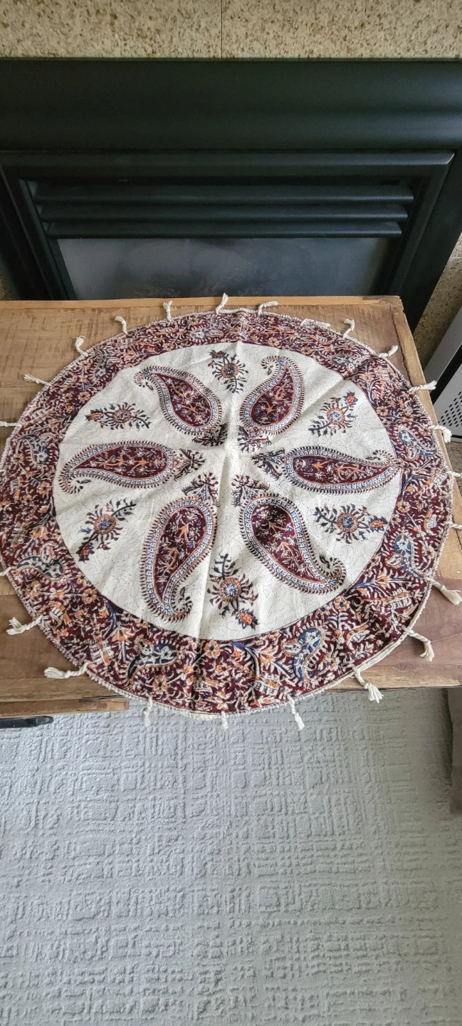 Round Paisley Print Table Runner with Tassels