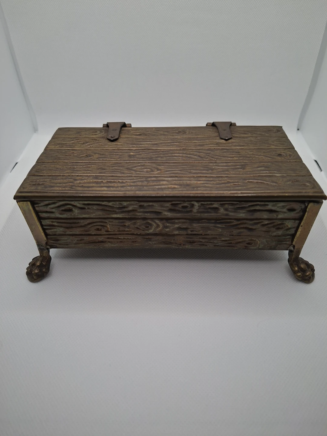 Vintage 1930's Brass & Cedar Wood Lined Cigar Box Humidor - photo 3