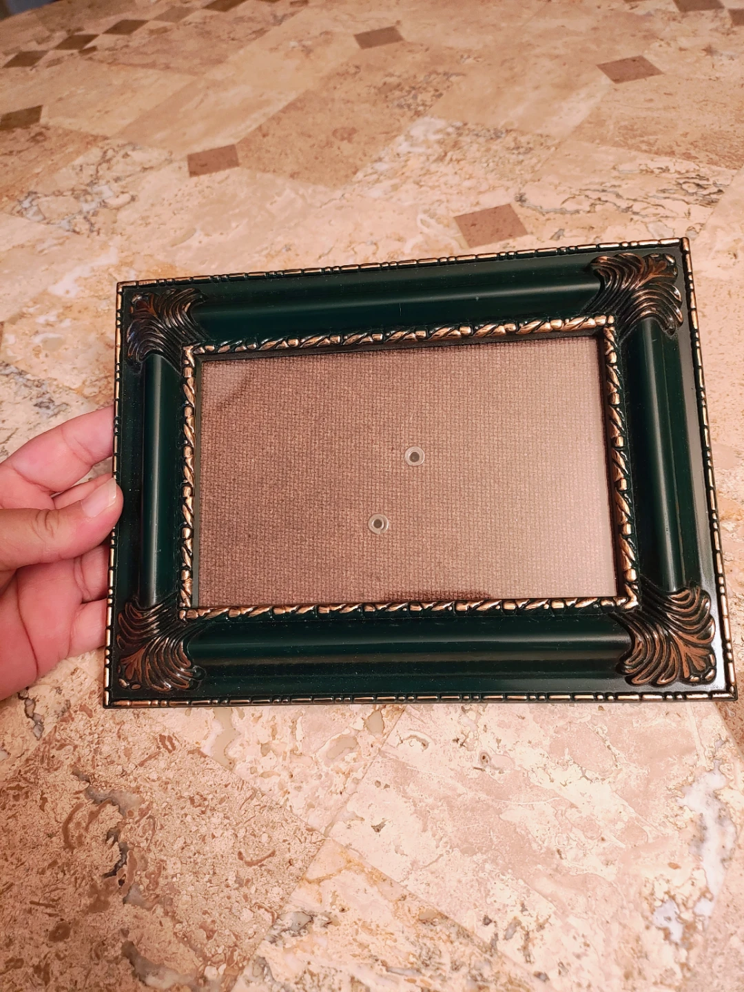 Decorative Photo Frame - Dark Green with Gold Accents