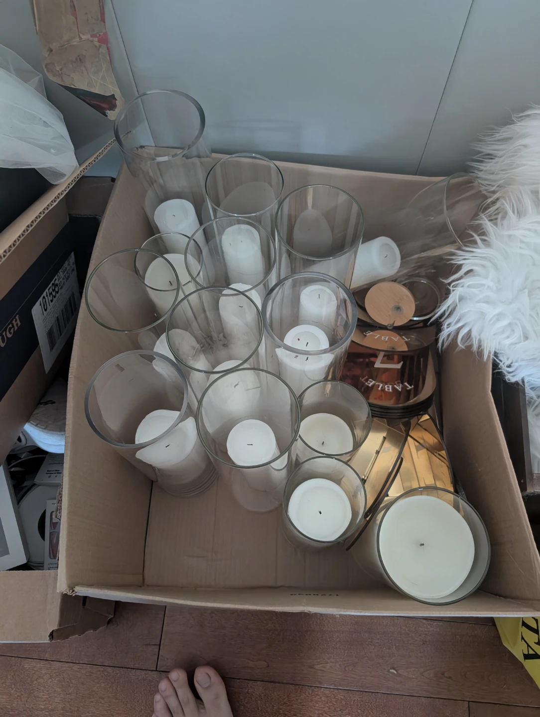 White Pillar Candles and Glass Holders - photo 2