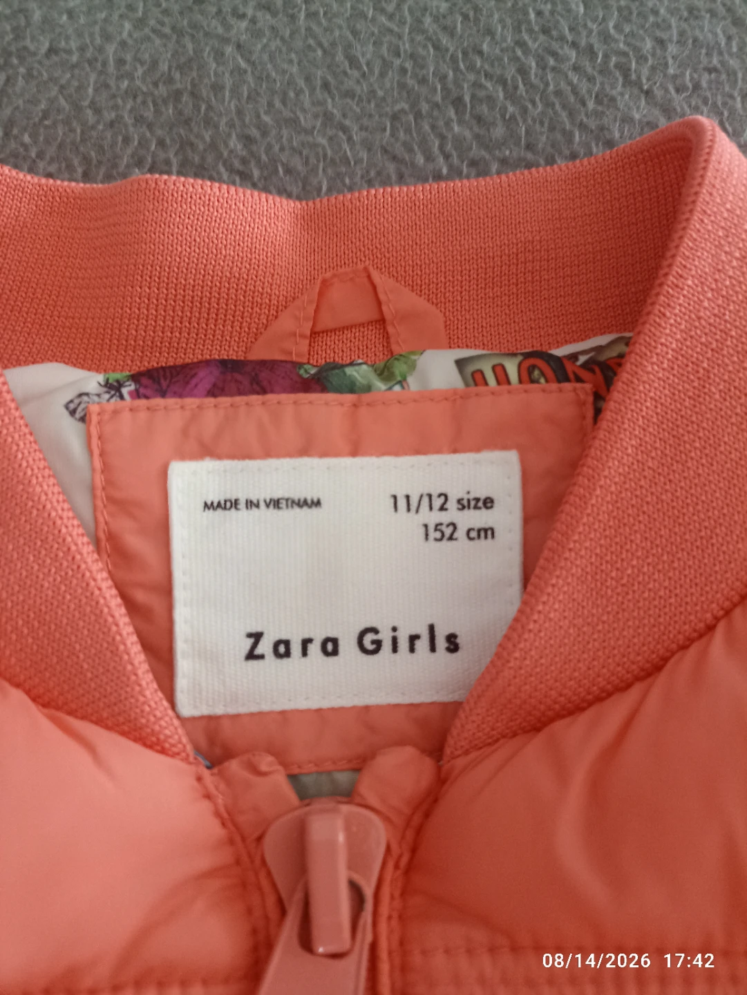 Zara Girls Puffer Vest Coral Hawaiian Print Size 11/12 - photo 4