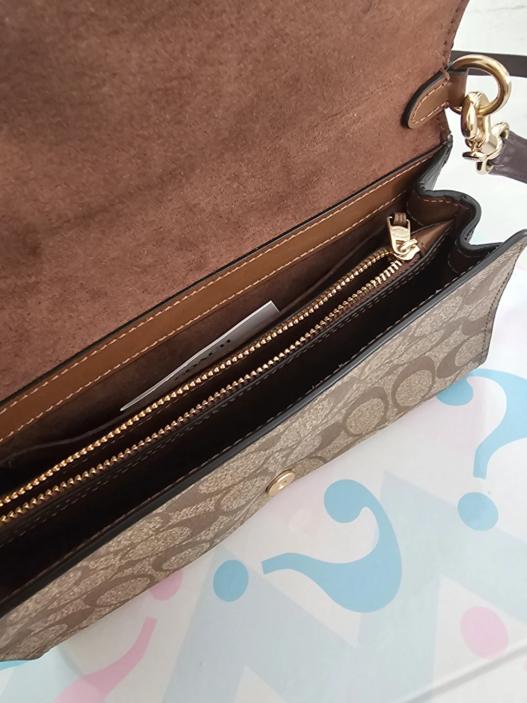 Coach Signature Print Shoulder Bag with Suede Flap - photo 3