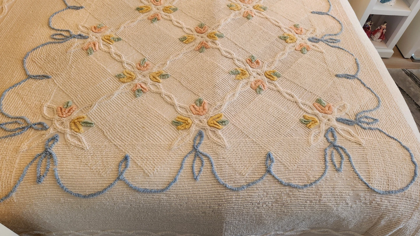 Vintage floral chenille bedspread - photo 4