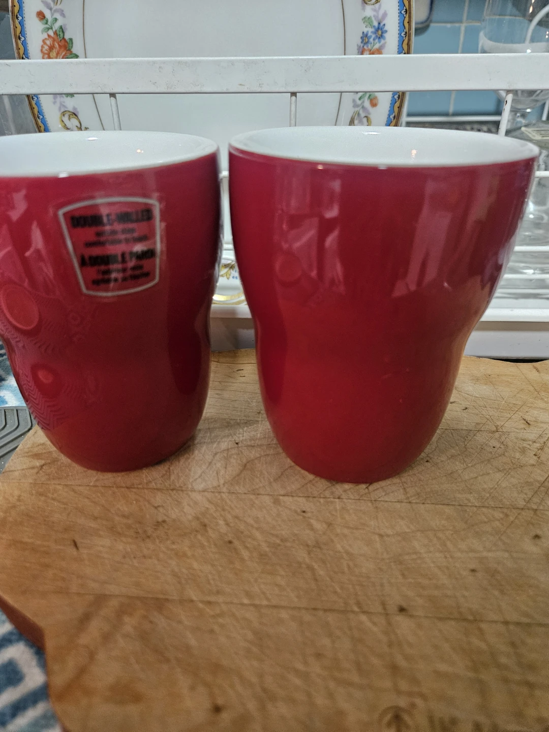 NEW---1 pair Starbucks Coffee Mugs by Aida - Red 8 oz