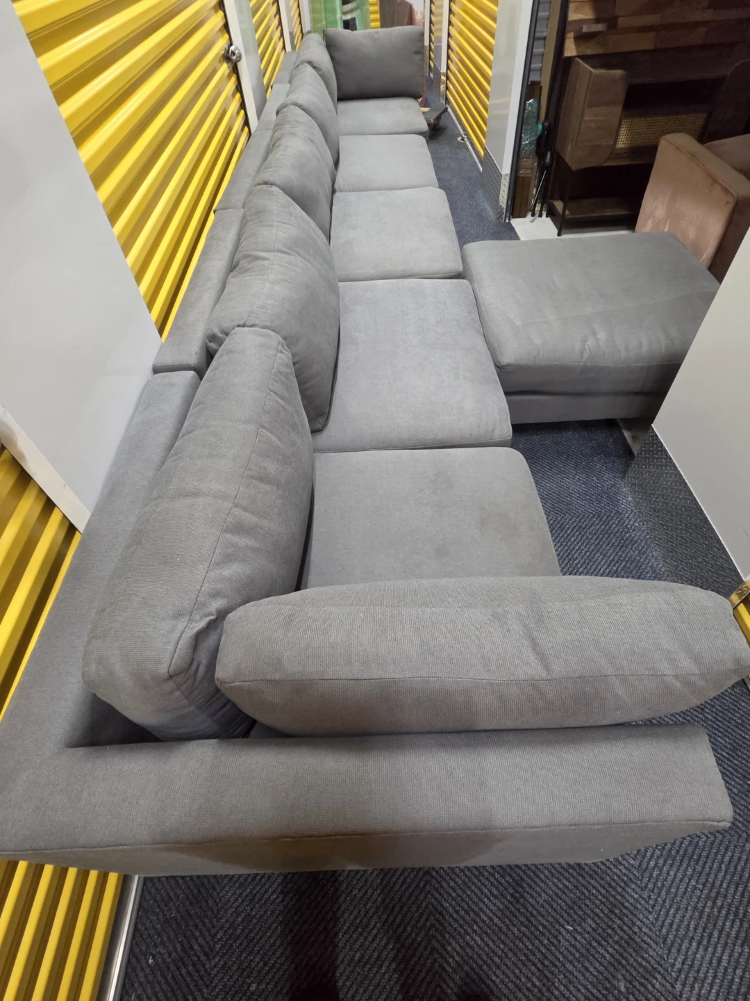 Gray Sectional Sofa with Ottoman