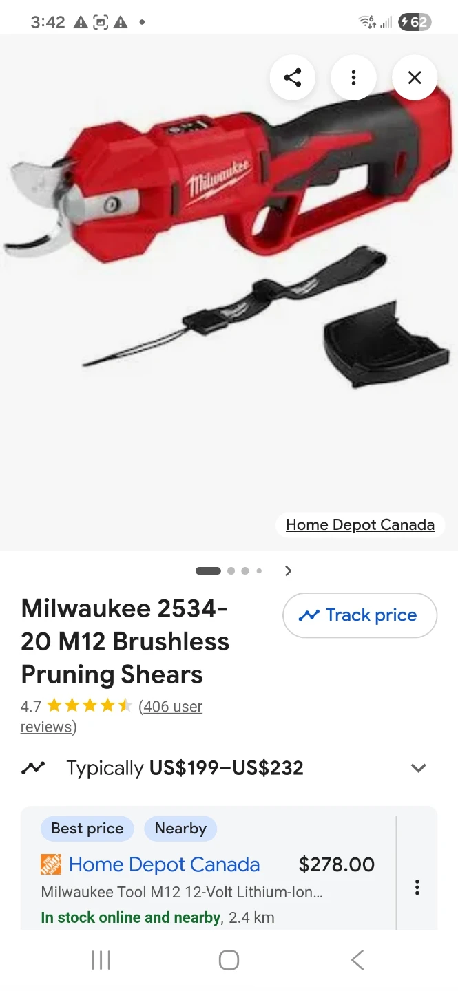 Milwaukee 2534-20 M12 Brushless Pruning Shears