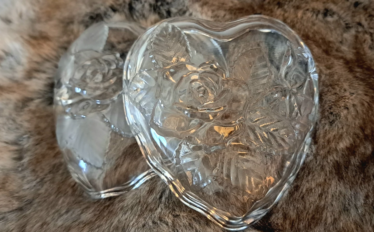 Glass Heart Dish with Rose