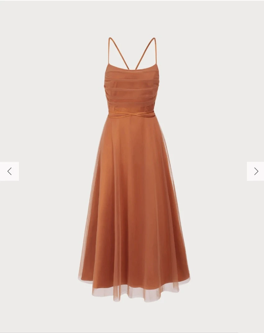 Caramel Tulle Midi Dress