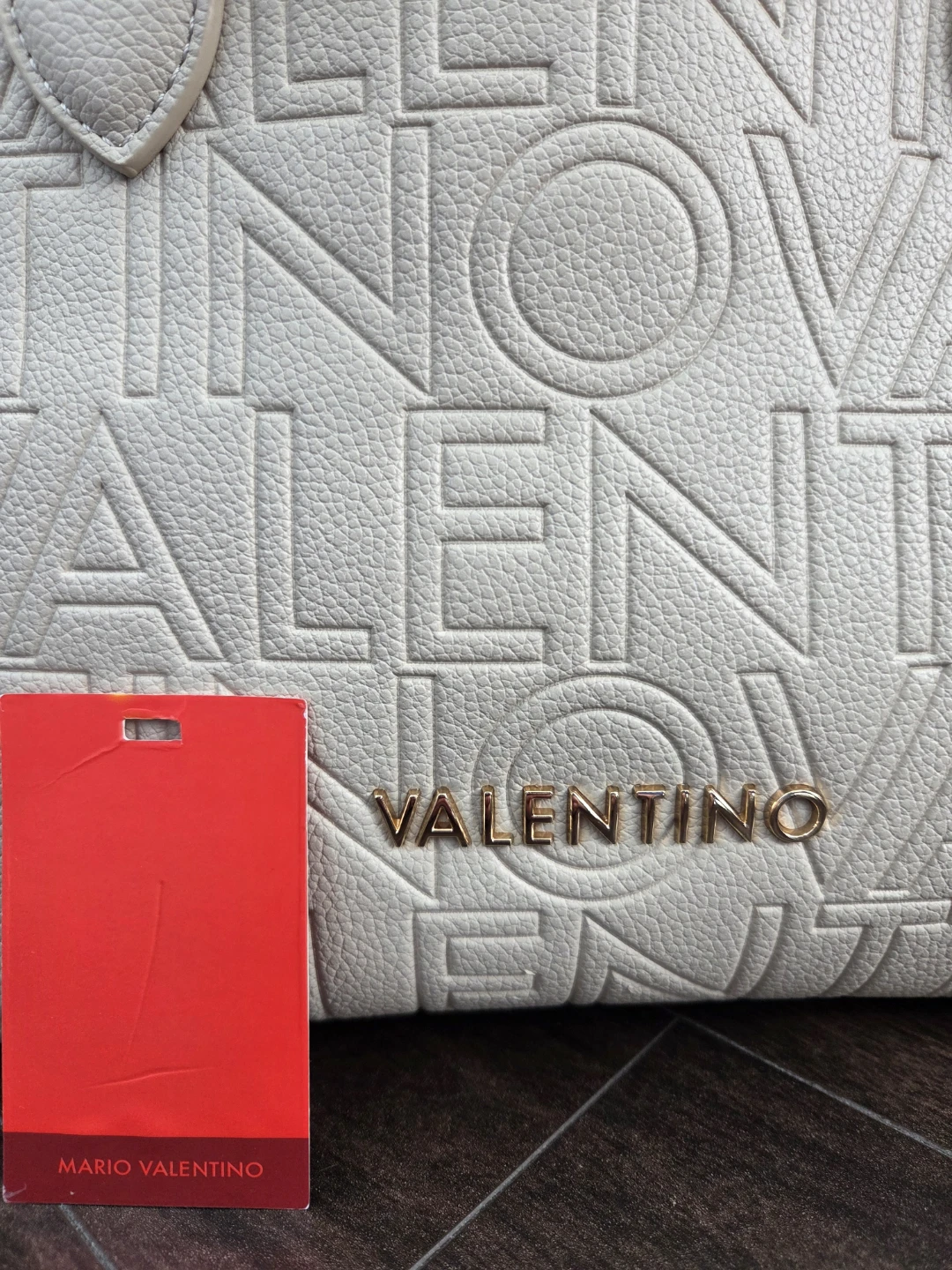 Mario Valentino Cream Textured Tote Bag with Shoulder Strap - photo 2