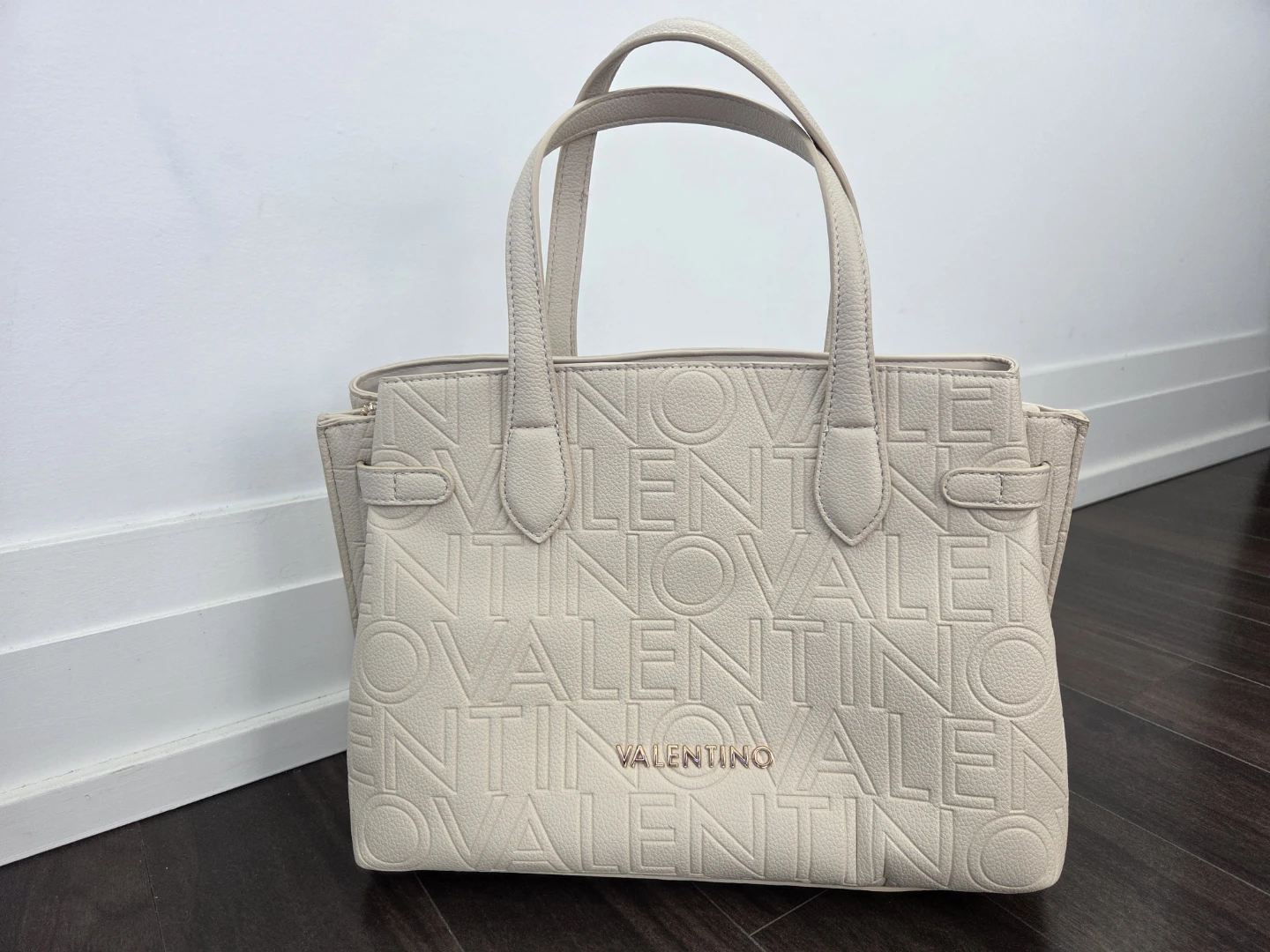 Mario Valentino Cream Textured Tote Bag with Shoulder Strap - photo 5
