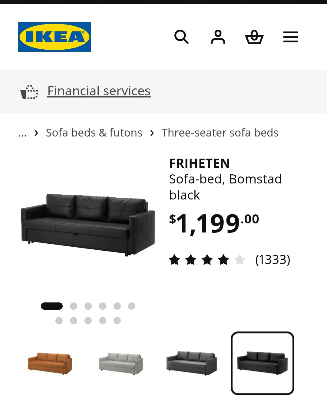IKEA FRIHETEN Three-Seater Sofa Bed in Bomstad Black - photo 2