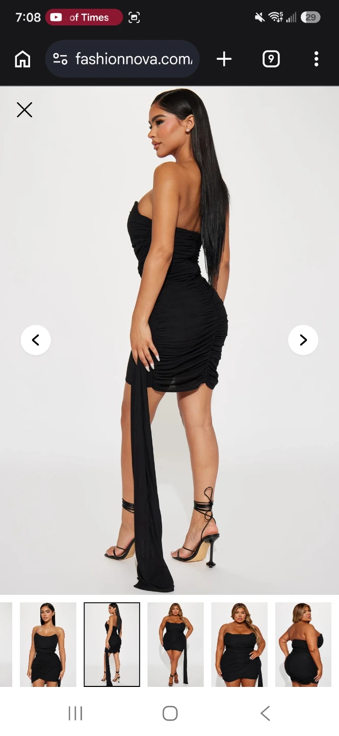 Fashion Nova black strapless ruched mini dress - photo 3